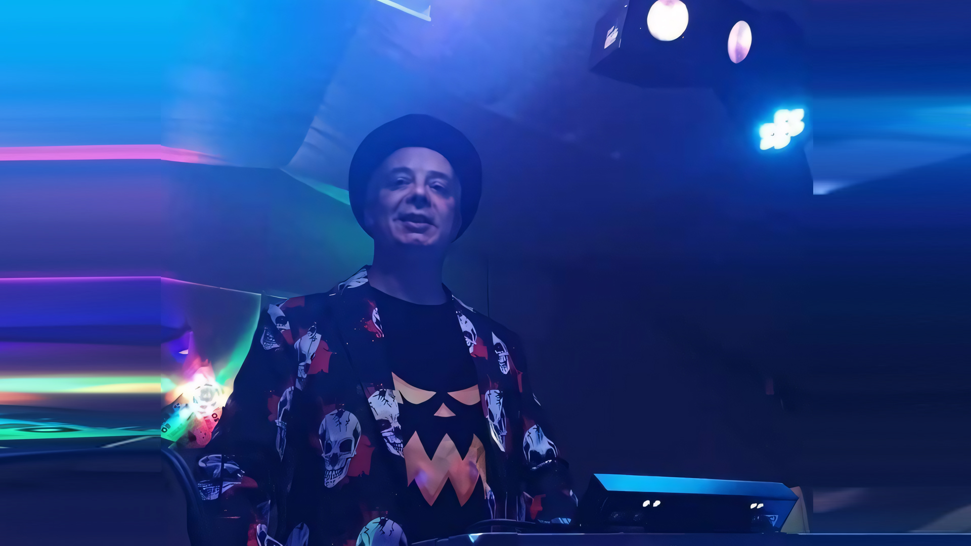 DJ booth with lights